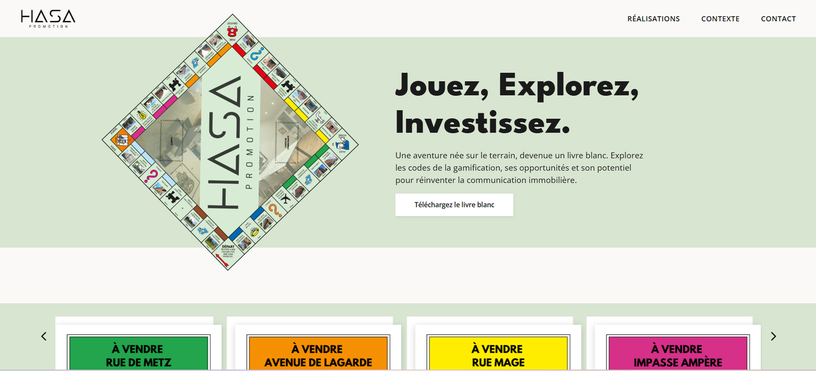 Aperçu de la page d'accueil du site